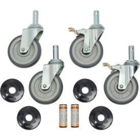 GLOBAL EQUIPMENT Rubber Swivel Stem Set of (4) Casters 5 Inch 2 Brake/ Donut Bumper 800283